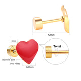 12 pairs / Gold / Steel Heart Mixed Color Screwback Earrings