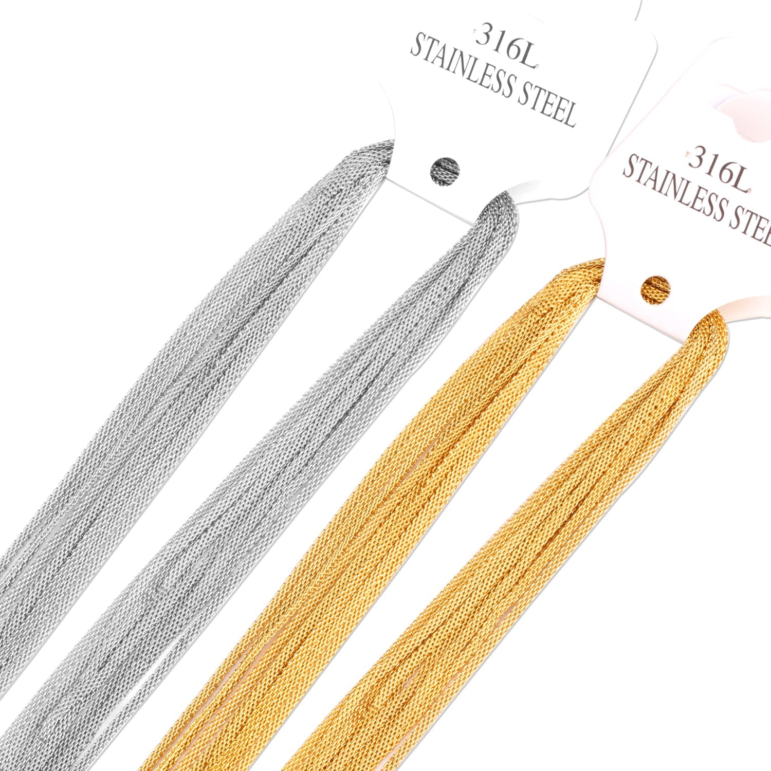 ASON 10pcs / 2mm*45cm 50cm 55cm 60cm Flat Mesh with Chains asonjewelry