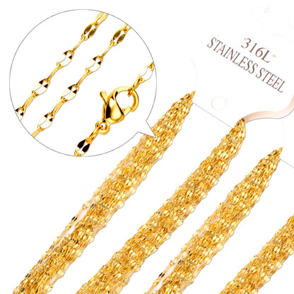 ASON 10pcs / 2mm*45cm 50cm 55cm 60cm Lips Stainless Steel Chains asonjewelry