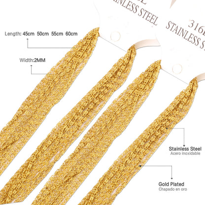 ASON 10pcs / 2mm*45cm 50cm 55cm 60cm U-Shape Stainless Steel Chains asonjewelry