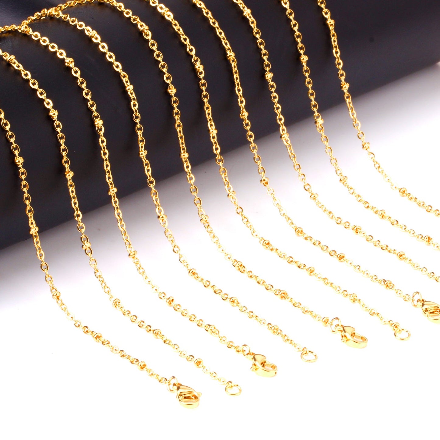 ASON 10pcs/bulk long necklace collar 2MM steel color & gold color & rose gold & black stainless steel necklace wholesale asonjewelry