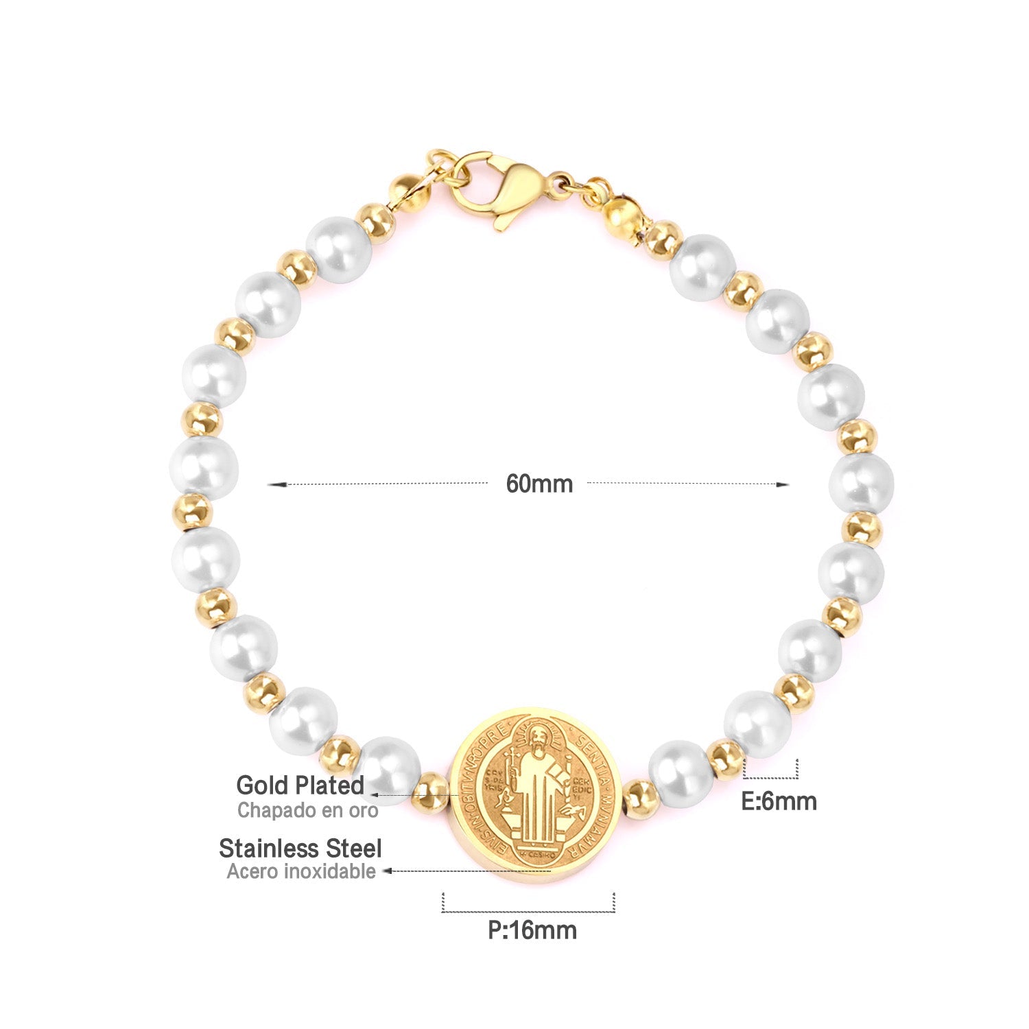 Accessories with pearl steel beads bracelet in gold color steel color asonjewelry