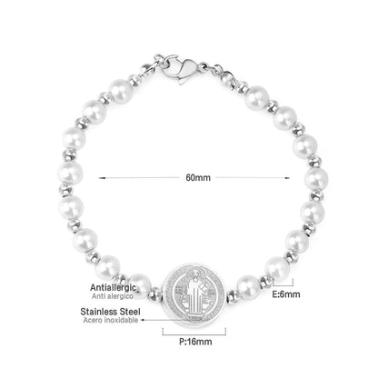 Accessories with pearl steel beads bracelet in gold color steel color asonjewelry