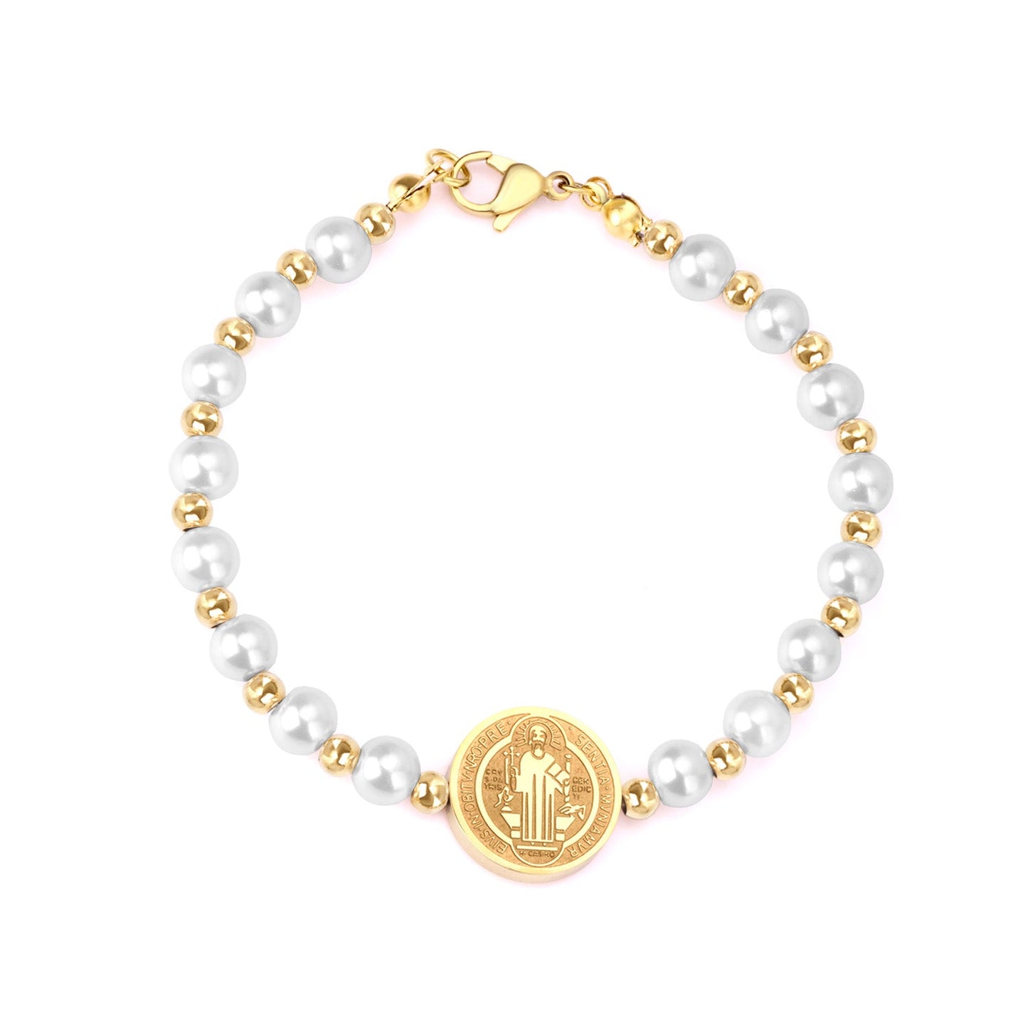 Accessories with pearl steel beads bracelet in gold color steel color asonjewelry