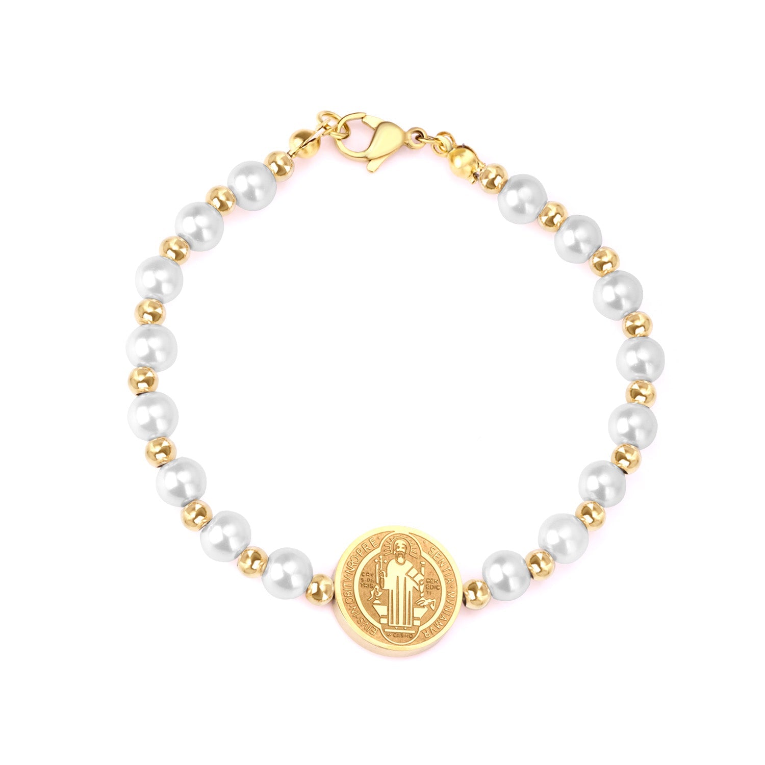 Accessories with pearl steel beads bracelet in gold color steel color asonjewelry
