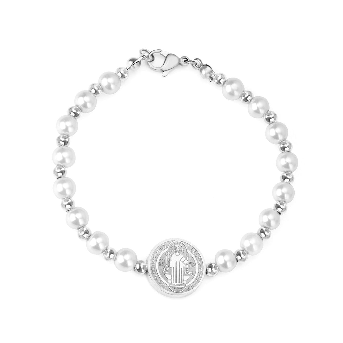 Accessories with pearl steel beads bracelet in gold color steel color asonjewelry