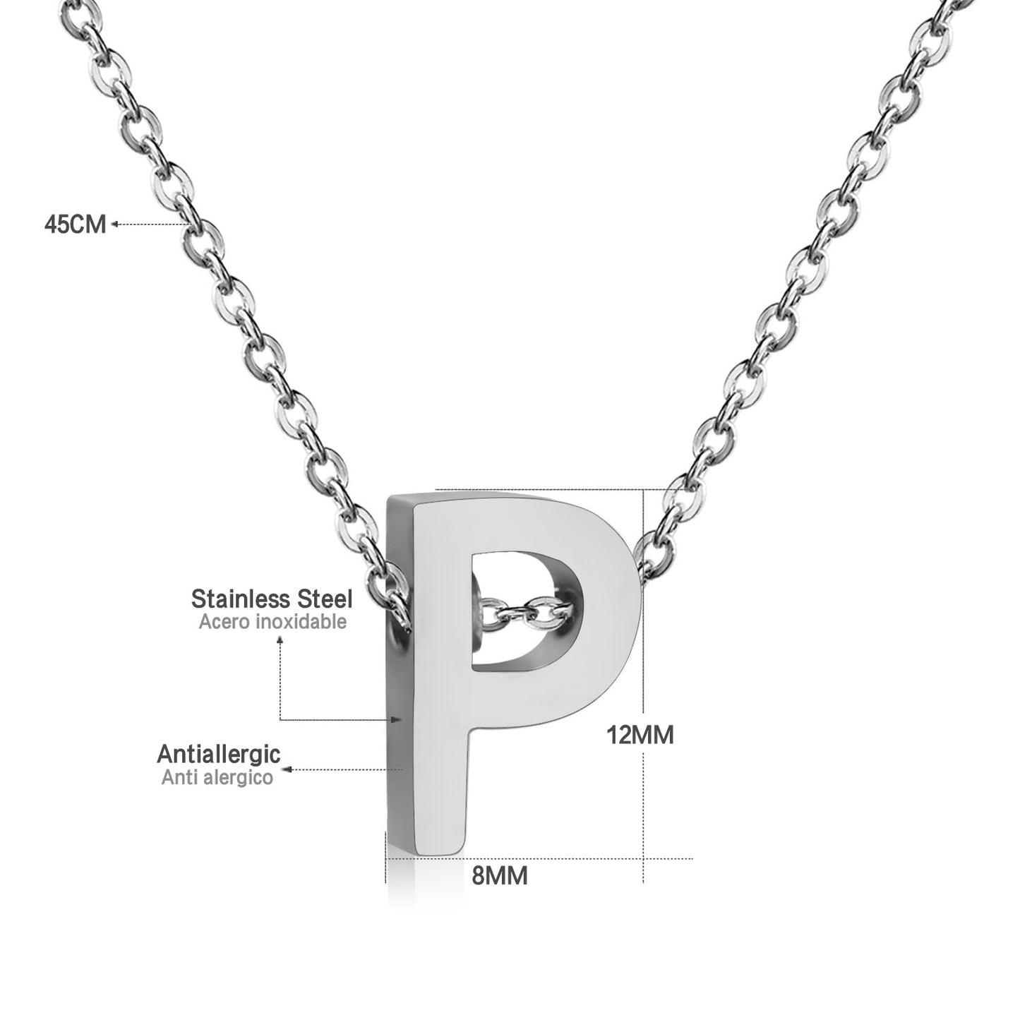 ASON Delicate Classic Style Initial 26 Letters Alphabet Chain Pendant Necklace Stainless Steel Color Jewelry Chokers asonjewelry