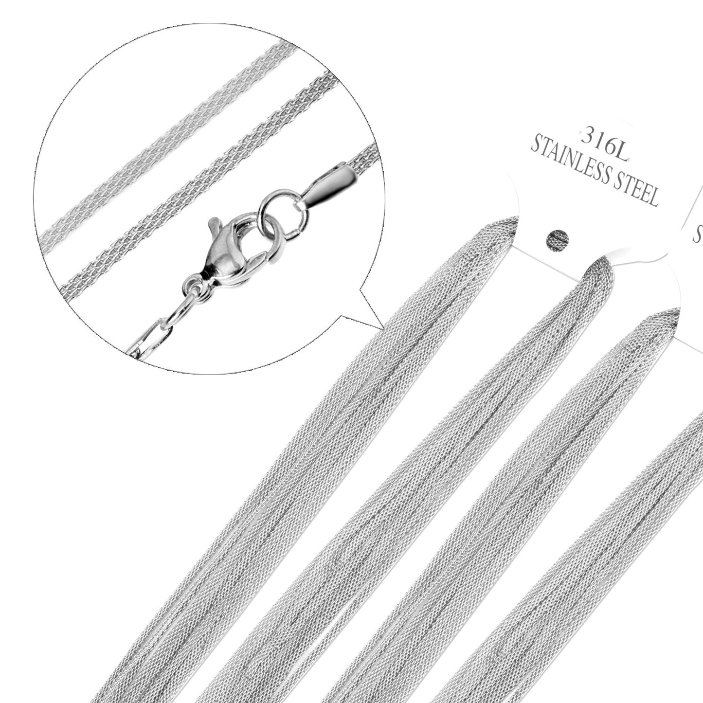 ASON 10pcs / 2mm*45cm 50cm 55cm 60cm Flat Mesh with Chains asonjewelry