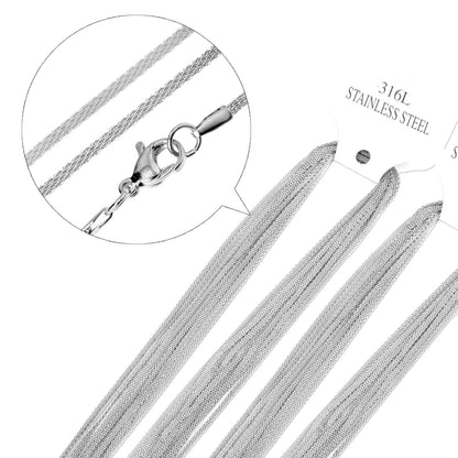 ASON 10pcs / 2mm*45cm 50cm 55cm 60cm Flat Mesh with Chains asonjewelry