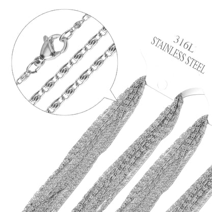 ASON 10pcs / 2mm*45cm 50cm 55cm 60cm U-Shape Stainless Steel Chains asonjewelry