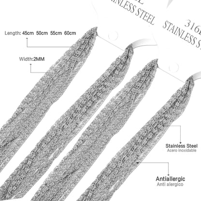 ASON 10pcs / 2mm*45cm 50cm 55cm 60cm U-Shape Stainless Steel Chains asonjewelry