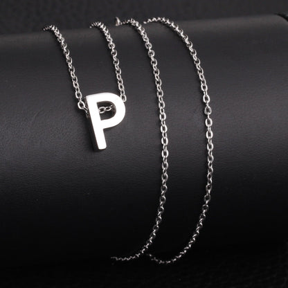 ASON Delicate Classic Style Initial 26 Letters Alphabet Chain Pendant Necklace Stainless Steel Color Jewelry Chokers asonjewelry