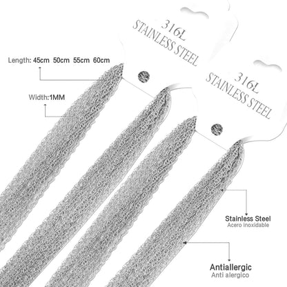 ASON 10pcs / 2mm*45cm 50cm 55cm 60cm Stainless Steel Chain with Round Wire and Double Buckle asonjewelry