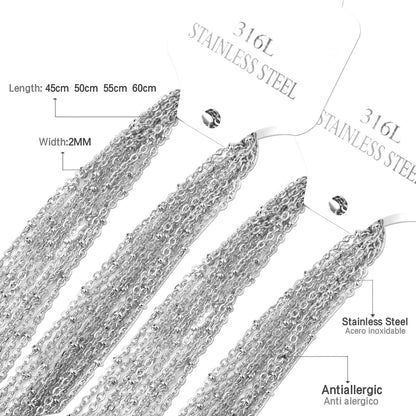 ASON 10pcs/bulk long necklace collar 2MM steel color & gold color & rose gold & black stainless steel necklace wholesale asonjewelry