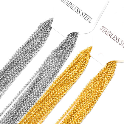 ASON 10pcs/bulk long necklace women collar 2MM steel color & gold color & rose gold & black & pearl stainless steel necklace wholesale asonjewelry