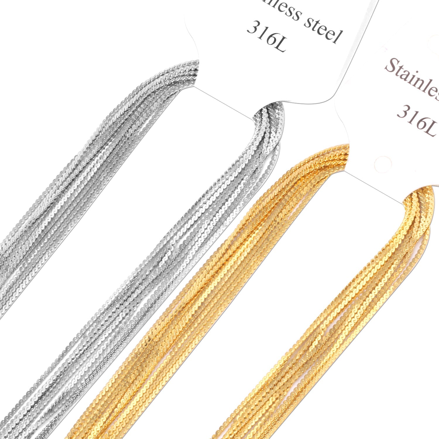 ASON 10pcs / 2mm*45cm 50cm 55cm 60cm S-Shape Stainless Steel Chains asonjewelry