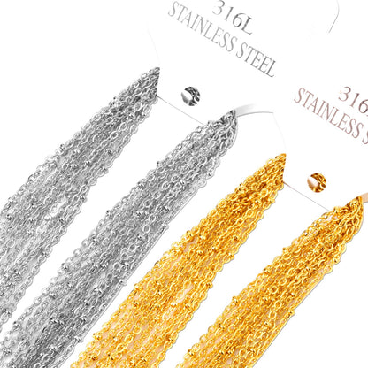 ASON 10pcs/bulk long necklace collar 2MM steel color & gold color & rose gold & black stainless steel necklace wholesale asonjewelry