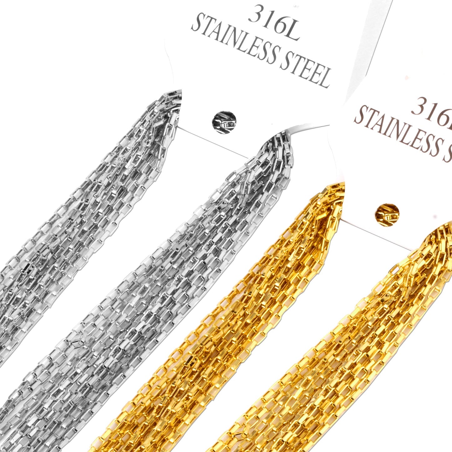 ASON 10pcs / 2mm*45cm 50cm 55cm 60cm long box with chain asonjewelry