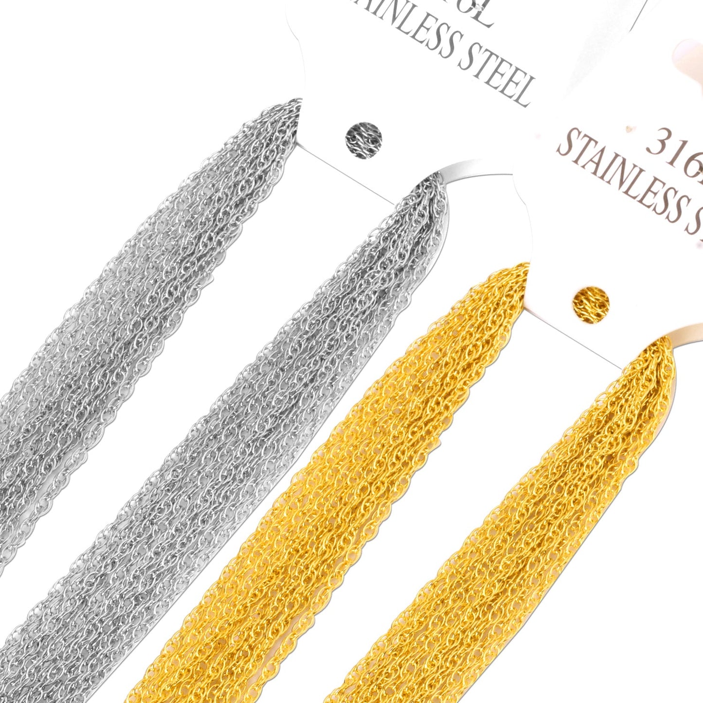 ASON 10pcs / 2mm*45cm 50cm 55cm 60cm Stainless Steel Chain with Round Wire and Double Buckle asonjewelry