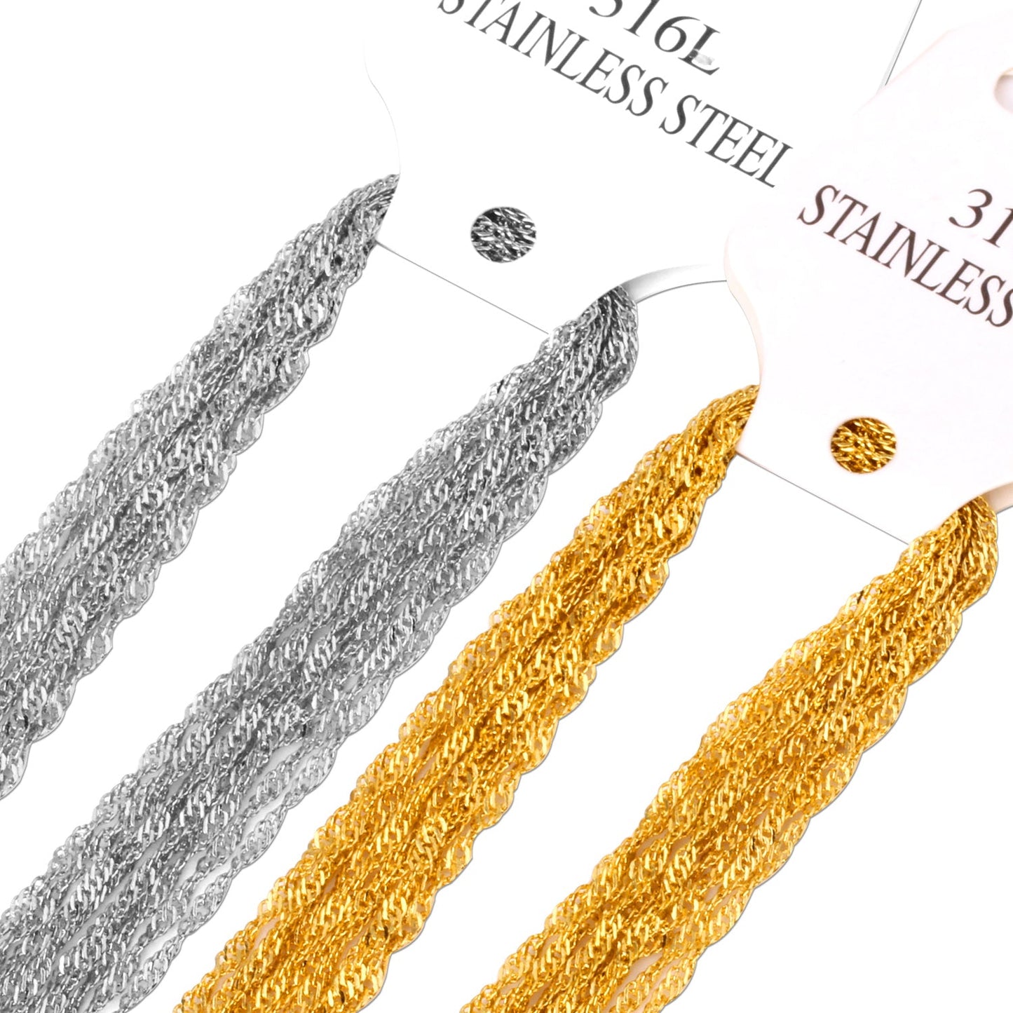 ASON 10pcs / 2mm*45cm 50cm 55cm 60cm Stainless Steel Chain with Ripple Shape asonjewelry