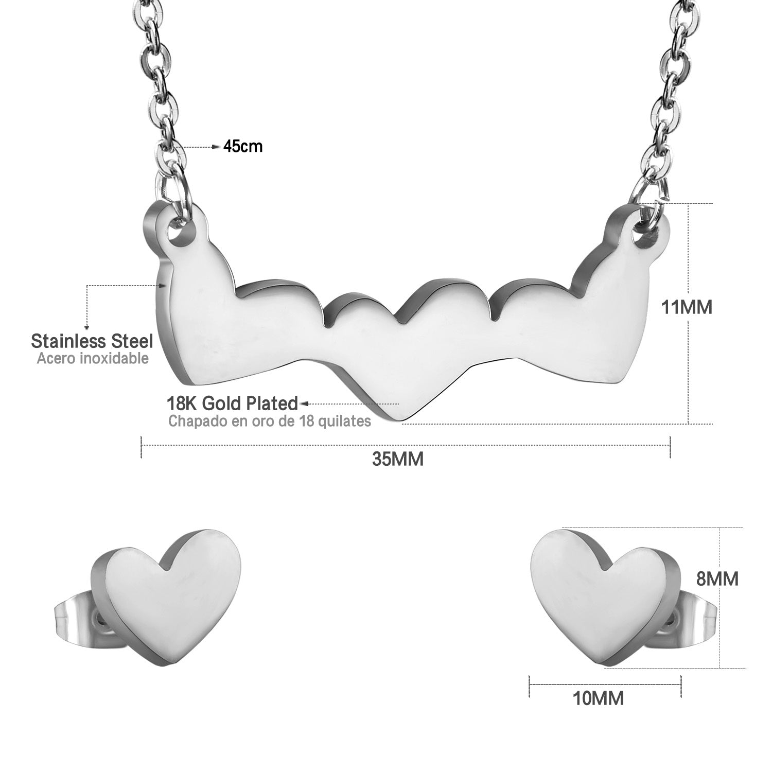 Gold Cut Heart Glossy Set asonjewelry