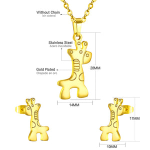 Gold/steel-colored deer body is composed of diamonds and the design is etched out of the smooth surface of the cut jewelry set.