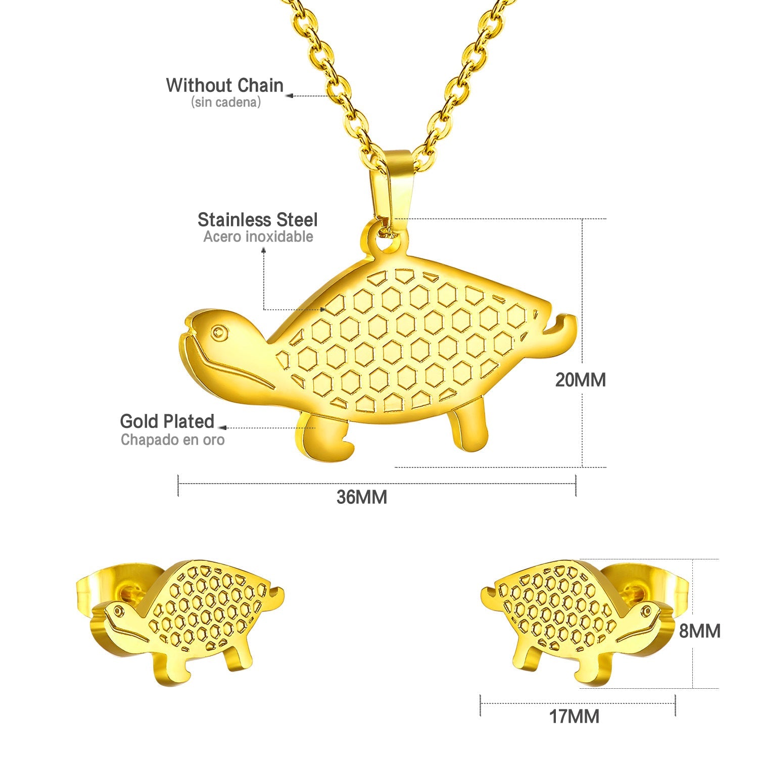 Gold/steel color turtle's shell on the door is made by oil pressing process, beautiful design jewelry set. asonjewelry