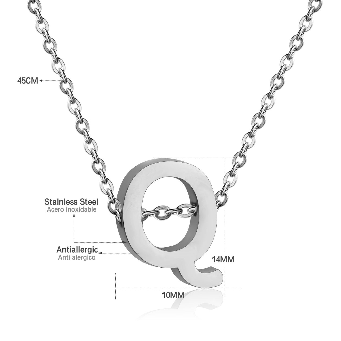 ASON Delicate Classic Style Initial 26 Letters Alphabet Chain Pendant Necklace Stainless Steel Color Jewelry Chokers asonjewelry