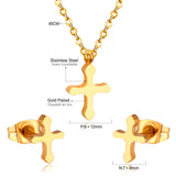 Steel/Golden Cross Cut Jewelry Set without Diamonds