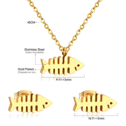 Steel/Gold Cut Smooth & Frosted Jewelry Set without Diamonds asonjewelry