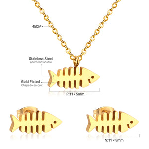 Steel/Gold Cut Smooth & Frosted Jewelry Set without Diamonds