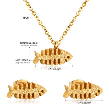 Steel/Gold Cut Smooth & Frosted Jewelry Set without Diamonds asonjewelry