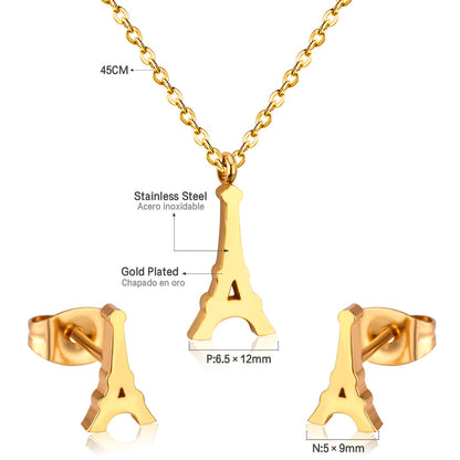 Steel/Gold Cut Smooth/Frosted Jewelry Set with/without Diamonds asonjewelry