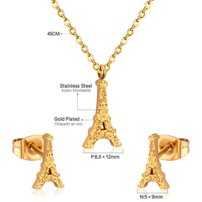 Steel/Gold Cut Smooth/Frosted Jewelry Set with/without Diamonds asonjewelry