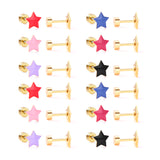 12 pairs steel/golden star ombre screwback stud earrings