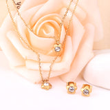Gold/Steel Pentagram Double Chain Pendant Set with Diamonds