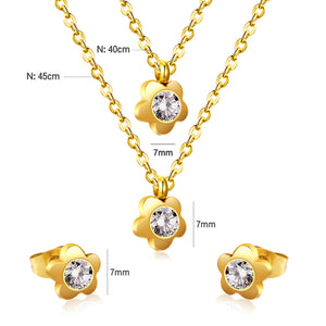 Gold/Steel Pentagram Double Chain Pendant Set with Diamonds