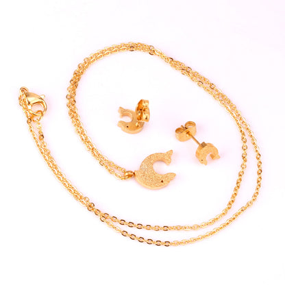 Gold/Steel Cut Dolphin Leaping Out of Water Frosted Set without Diamonds asonjewelry