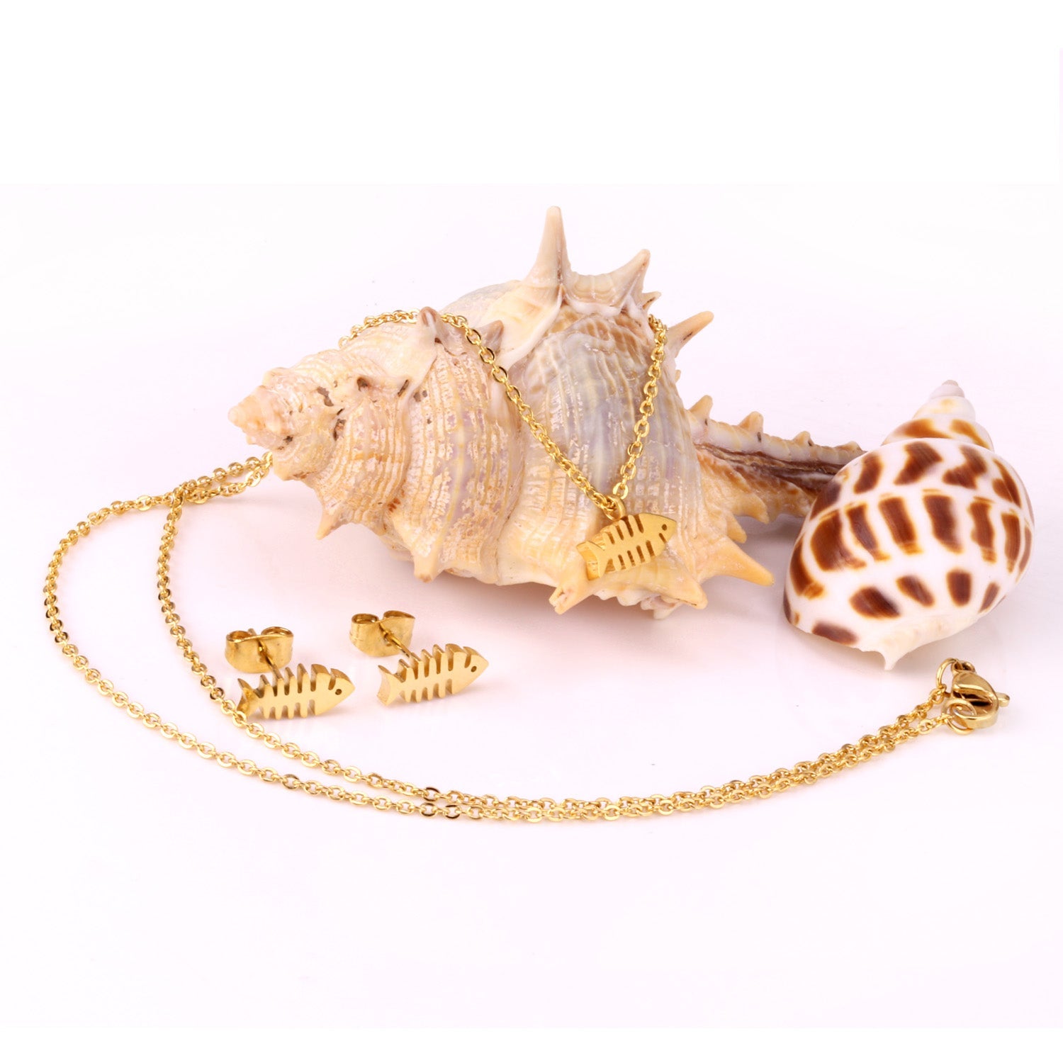 Steel/Gold Cut Smooth & Frosted Jewelry Set without Diamonds asonjewelry