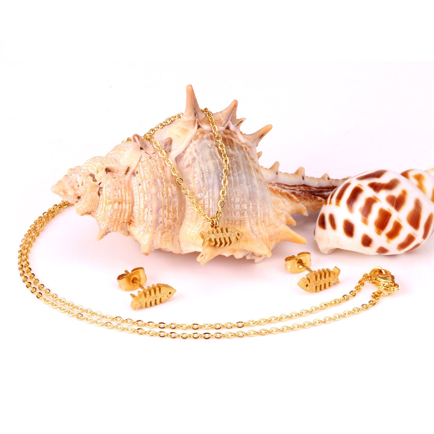 Steel/Gold Cut Smooth & Frosted Jewelry Set without Diamonds asonjewelry