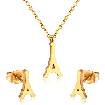 Steel/Gold Cut Smooth/Frosted Jewelry Set with/without Diamonds asonjewelry