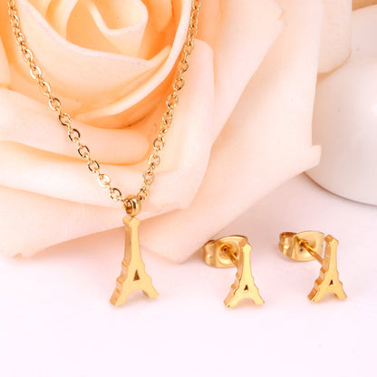 Steel/Gold Cut Smooth/Frosted Jewelry Set with/without Diamonds asonjewelry