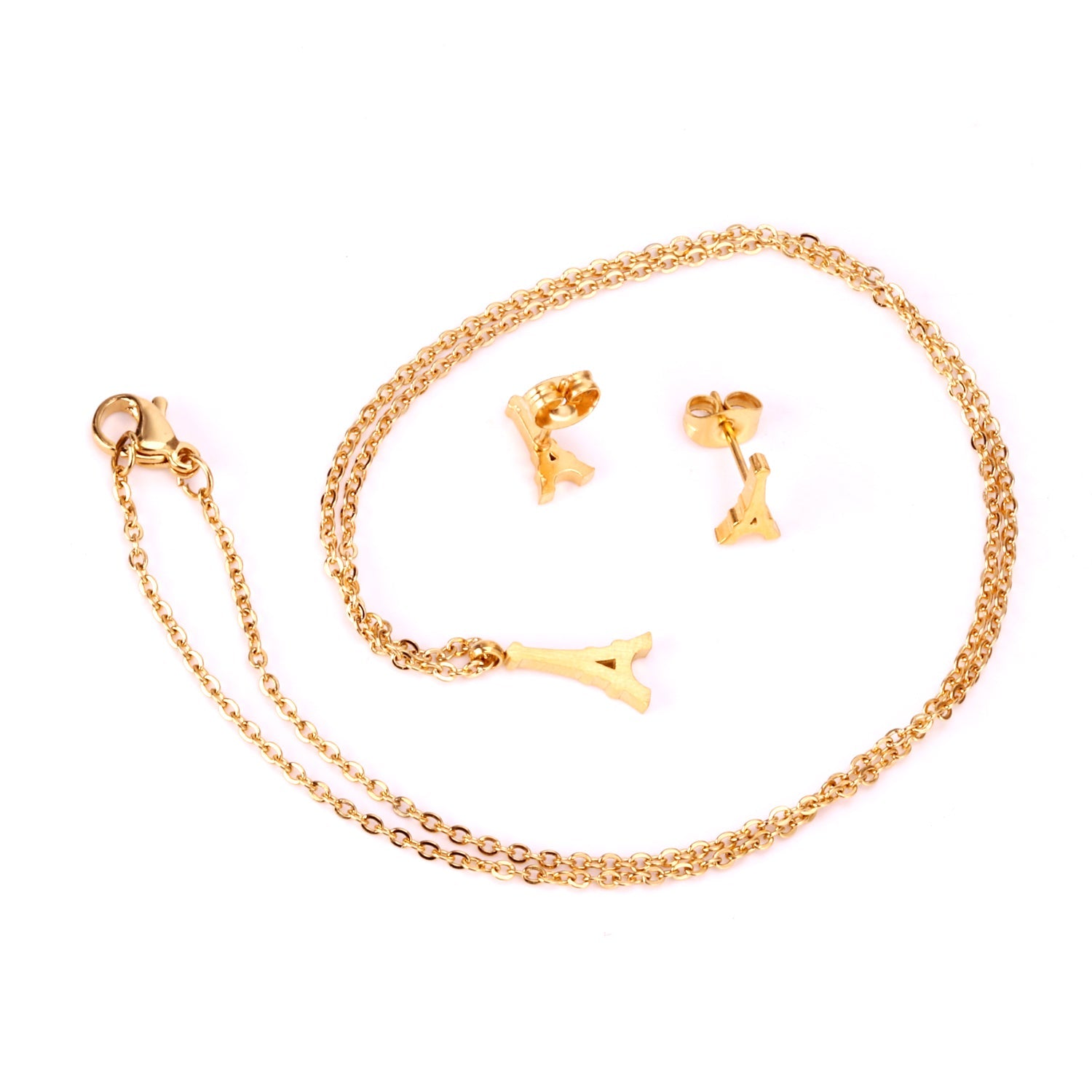 Steel/Gold Cut Smooth/Frosted Jewelry Set with/without Diamonds asonjewelry