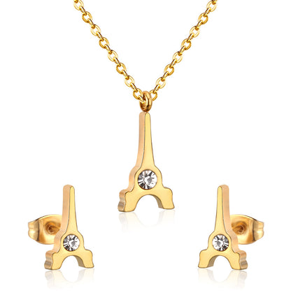 Steel/Gold Cut Smooth/Frosted Jewelry Set with/without Diamonds asonjewelry