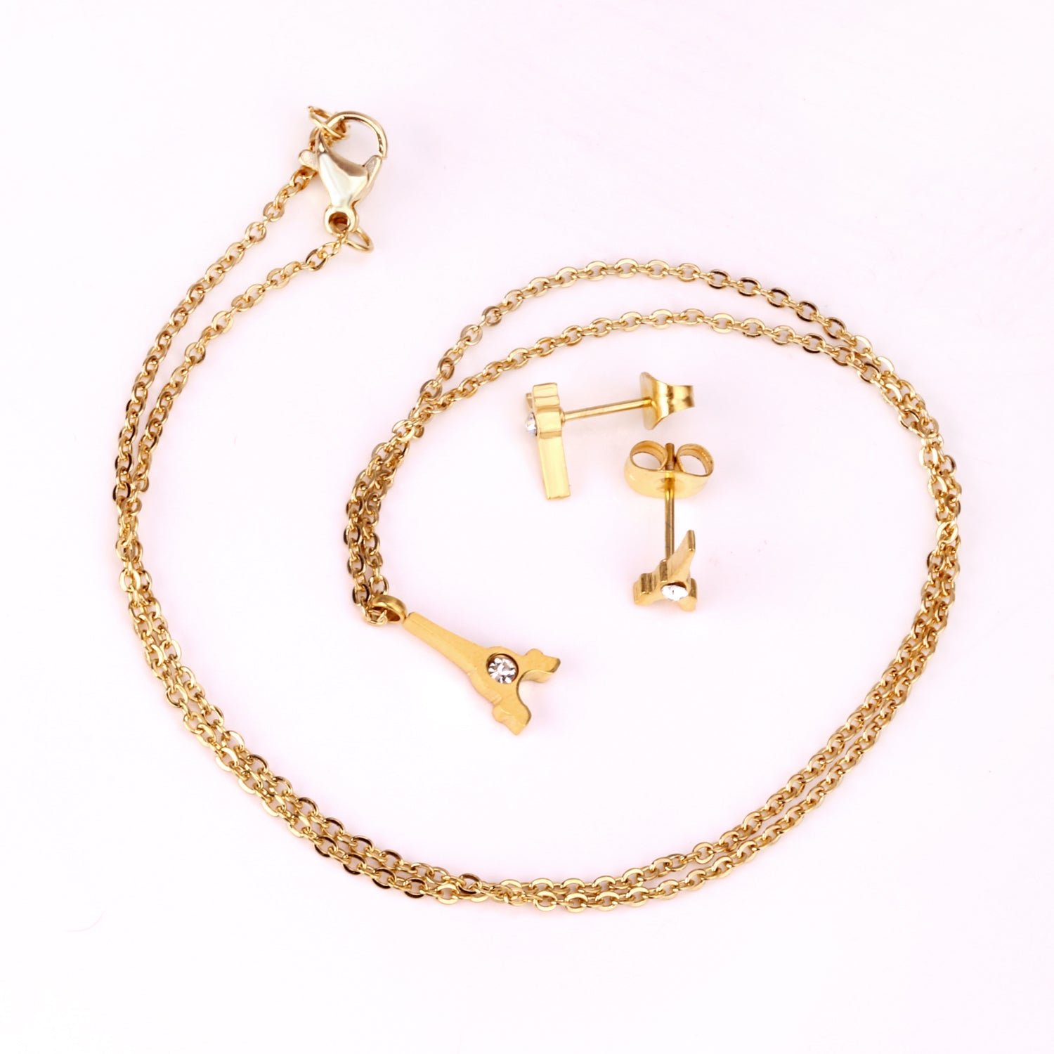 Steel/Gold Cut Smooth/Frosted Jewelry Set with/without Diamonds asonjewelry