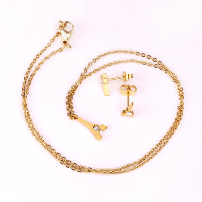 Steel/Gold Cut Smooth/Frosted Jewelry Set with/without Diamonds asonjewelry