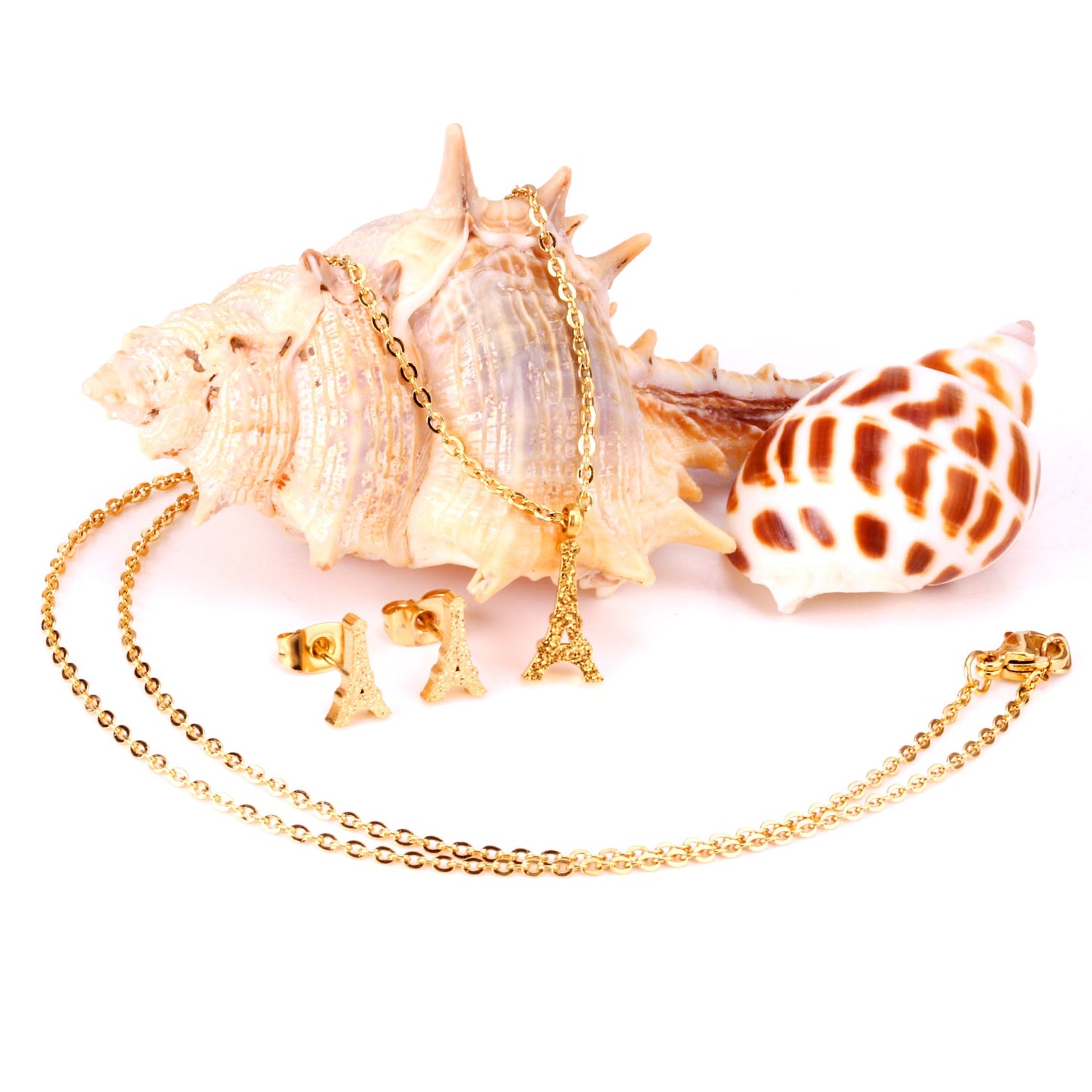 Steel/Gold Cut Smooth/Frosted Jewelry Set with/without Diamonds asonjewelry