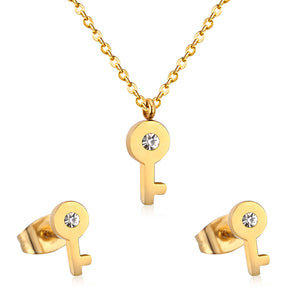 Steel/Gold Cut Jewelry Set without & with Diamonds
