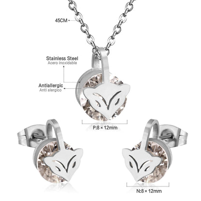 Gold/Steel with Zircon Arrow Shape Pendant Jewelry Set asonjewelry