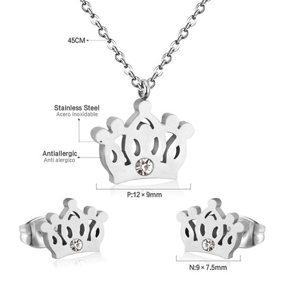 Gold/steel cut crown shape jewelry set with diamonds asonjewelry